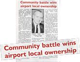 Newspaper Clipping - Community banner wins airport local ownership 